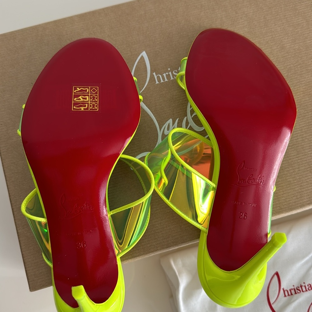 CHRISTIAN LOUBOUTIN *NEW* Neon Green Heels with Box & Dust Bag - Picture 10 of 17